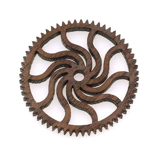 Walnut Wood Laser Cut Steampunk Spiral Gear Pendant Component 1 Inch steampunk buy now online