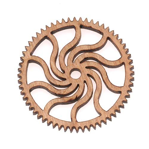 Cherry Wood Laser Cut Steampunk Spiral Gear Pendant Component 1 Inch steampunk buy now online