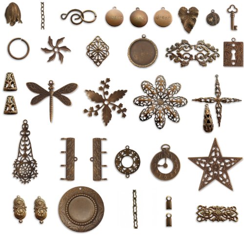 Vintaj Natural Brass Bulk Pack - Mixed Jewellery Making Components - 35 Pieces - Dispatched from UK steampunk buy now online