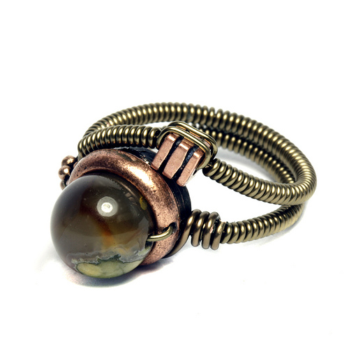 Steampunk Jewerly - Steampunk Ring with Rainforest Jasper steampunk buy now online