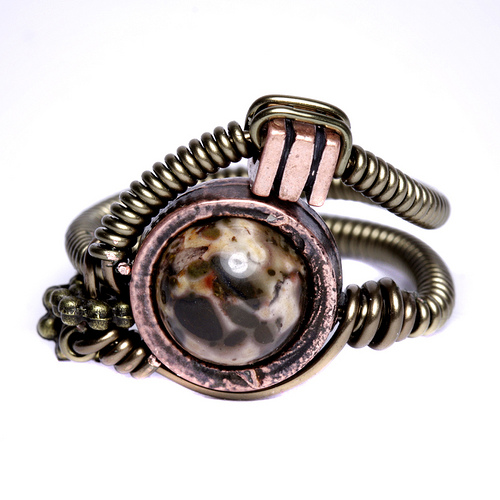 Steampunk Jewerly - Steampunk Ring with Natural Jasper steampunk buy now online