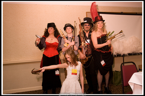 Steampunk Family posing after Pimp my Prop panel steampunk buy now online