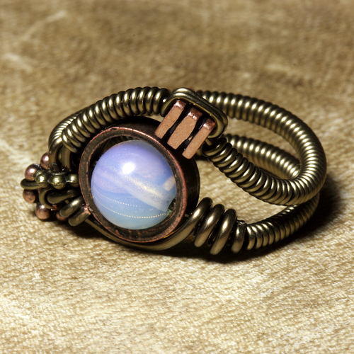 Steampunk Jewelry Ring made by CatherinetteRings with Opalite steampunk buy now online