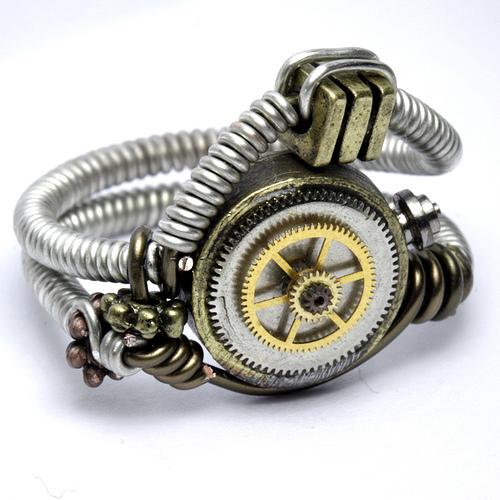 steampunk Jewelry Ring with clock gears and parts steampunk buy now online