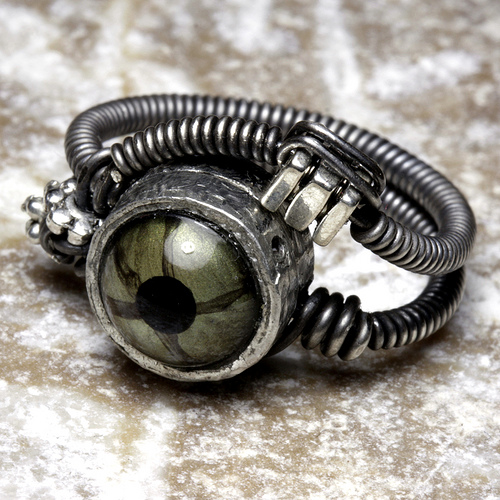 Steampunk Jewelry made by CatherinetteRings - Antiqued Silver Reptile Taxidermy eye Ring steampunk buy now online