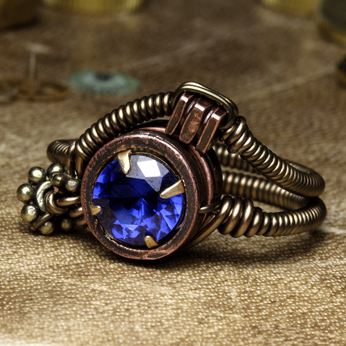 Steampunk Jewelry Ring with Lab Created Tanzanite stone made by CatherinetteRings steampunk buy now online