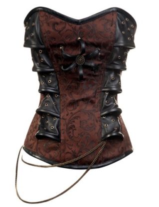 Brown Steampunk Style Corset with Chain Detail (CD-313) steampunk buy now online
