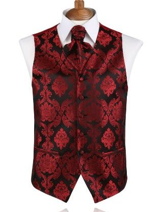 Red Victorian Jacquard Waistcoat steampunk buy now online