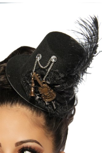 Steampunk Fascinator Mini Hat with Rhinestones, Chains and Musical Instruments steampunk buy now online