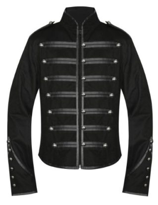 Men's Unique Gothic Steampunk Black Parade Military Marching Band Drummer Jacket Goth Punk Emo steampunk buy now online