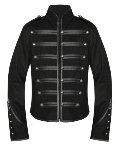 Men's Unique Gothic Steampunk Black Parade Military Marching Band Drummer Jacket Goth Punk Emo steampunk buy now online