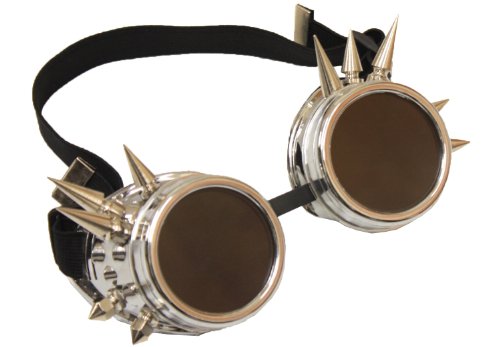 Nitehawk Metallic Silver Spiked Cyber Goggles Welding/Goth/Steampunk steampunk buy now online