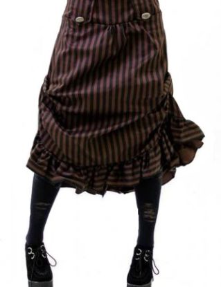 Authentic Steampunk Victorian Ruffle Hem Tucked Stripe Skirt steampunk buy now online