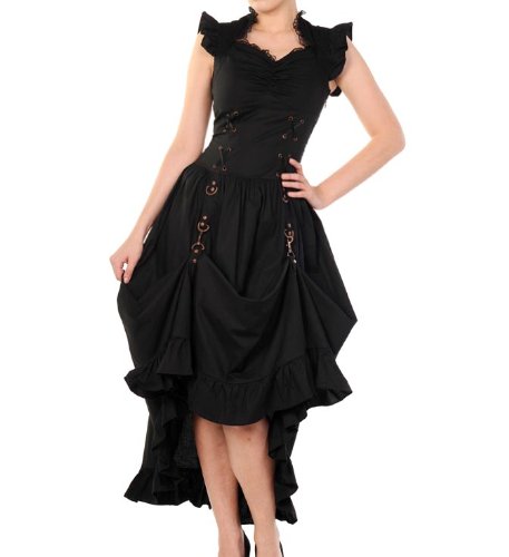 BANNED Victorian Black/Copper STEAMPUNK DRESS Ruffle Adjustable All Sizes steampunk buy now online