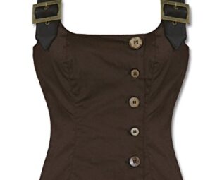 Spin Doctor Aurora Corset Top Brown Steampunk VTG Faux Leather Vest Tank steampunk buy now online