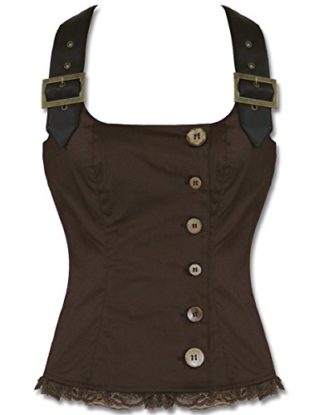 Spin Doctor Aurora Corset Top Brown Steampunk VTG Faux Leather Vest Tank steampunk buy now online