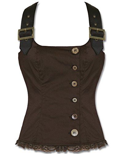 Spin Doctor Aurora Corset Top Brown Steampunk VTG Faux Leather Vest Tank steampunk buy now online