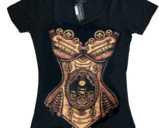 Restyle 'STEAMPUNK CORSET' Women's V-Neck T-Shirt Black steampunk buy now online