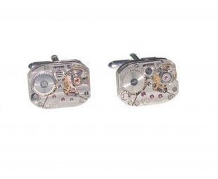 SILVER STEAMPUNK JEWELLERY VINTAGE NEO VICTORIAN WATCH MOVEMENT CUFFLINKS UNIQUE UNUSUAL GIFT IDEA with leatherette gift box steampunk buy now online