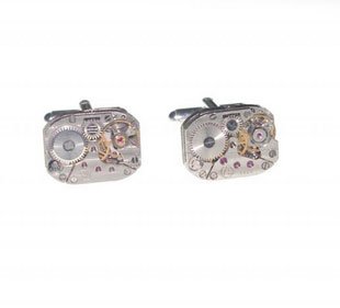 SILVER STEAMPUNK JEWELLERY VINTAGE NEO VICTORIAN WATCH MOVEMENT CUFFLINKS UNIQUE UNUSUAL GIFT IDEA with leatherette gift box steampunk buy now online