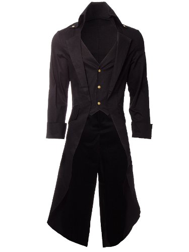 Steampunk Grim Long Coat (Black) steampunk buy now online