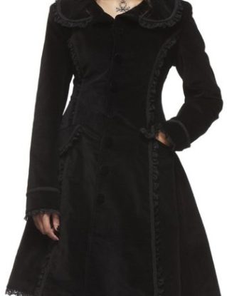 BLACK HELL BUNNY SPIN DOCTOR STEAMPUNK VICTORIAN CRAZY DOLL VELVET JACKET COAT XL XXL 3XL 4XL 16 18 20 22 long gothic vintage frock steampunk buy now online