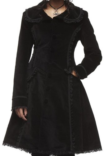 BLACK HELL BUNNY SPIN DOCTOR STEAMPUNK VICTORIAN CRAZY DOLL VELVET JACKET COAT XL XXL 3XL 4XL 16 18 20 22 long gothic vintage frock steampunk buy now online