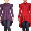 Women's New Purple Red Gothic Victorian Steampunk Long Blouse Short Dress Top steampunk buy now online