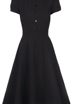 Lindy Bop 'Rhonda' Vintage Victorian Style Black Polka Dot Peter Pan Collar Tea Dress steampunk buy now online