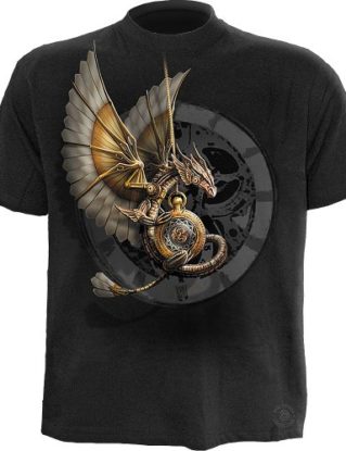 Spiral - Men - STEAMPUNK DRAGON - T-Shirt Black SP steampunk buy now online