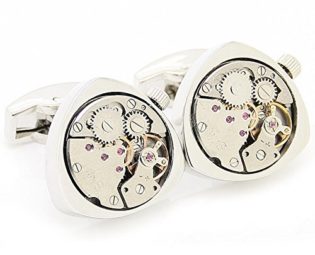 Rotating movement Steampunk Silver Triangle Clockwork Watch Movement Cufflinks (Width: 0.79" Length: 0.79") steampunk buy now online