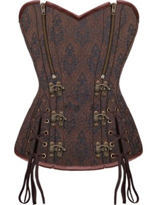 Corset CD-1467: Fully Steel Boned Steampunk Corset Damask Poly Brocade in Sweet Heart Pattern Corset Shaper steampunk buy now online