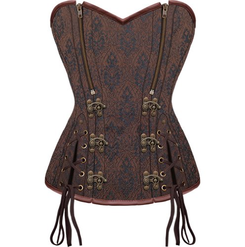 Corset CD-1467: Fully Steel Boned Steampunk Corset Damask Poly Brocade in Sweet Heart Pattern Corset Shaper steampunk buy now online