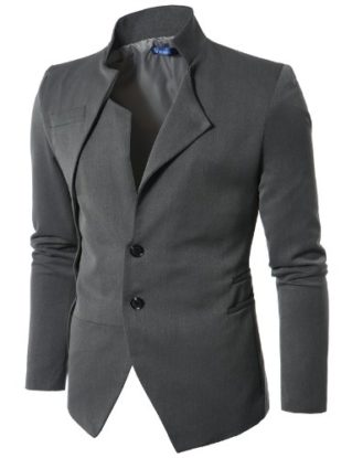 Doublju Mens Casual Stunning Design Unbalanced 2 Botton Jacket Blazer(JK01) steampunk buy now online