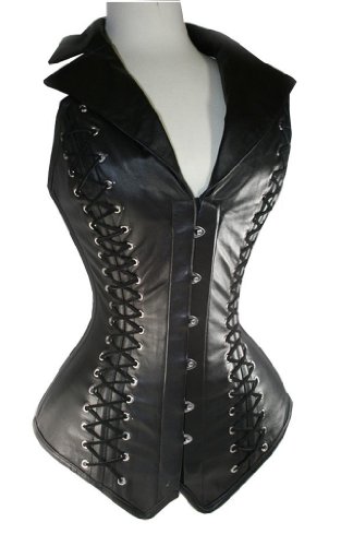 FashionWind Women's Steampunk Halter V-neck Faux Leather Steel Boned Corset steampunk buy now online