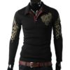 Zehui Mens Long Sleeve Casual Tee Shirts Slim Fit Eagle Tattoo Printed T-shirt steampunk buy now online