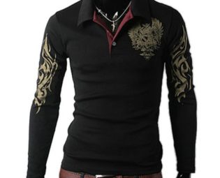 Zehui Mens Long Sleeve Casual Tee Shirts Slim Fit Eagle Tattoo Printed T-shirt steampunk buy now online