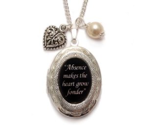 Victorian necklace romantic locket "Absence makes the heart grow fonder" steampunk buy now online