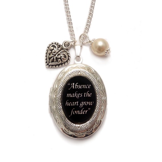 Victorian necklace romantic locket "Absence makes the heart grow fonder" steampunk buy now online