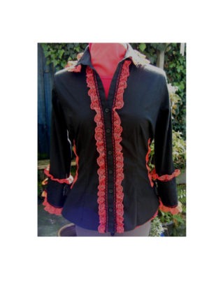 corset shirt with red lace. victorian blouse. steampunk shirt gothic lolita blouse Revamped vampire steampunk buy now online