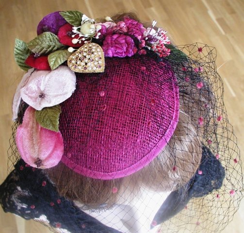 Garden of Eden, Valentine one of a kind, fascinator  with vintage embellishment. steampunk buy now online