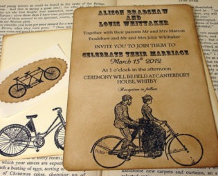 Tandem Luxe Bicycle Wedding Invitation Set of 25 by Craftypagan Designs steampunk buy now online