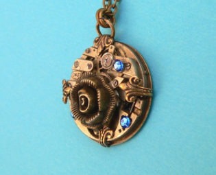 Steampunk Necklace - Vintage Rose Steampunk Pendant Brass steampunk buy now online