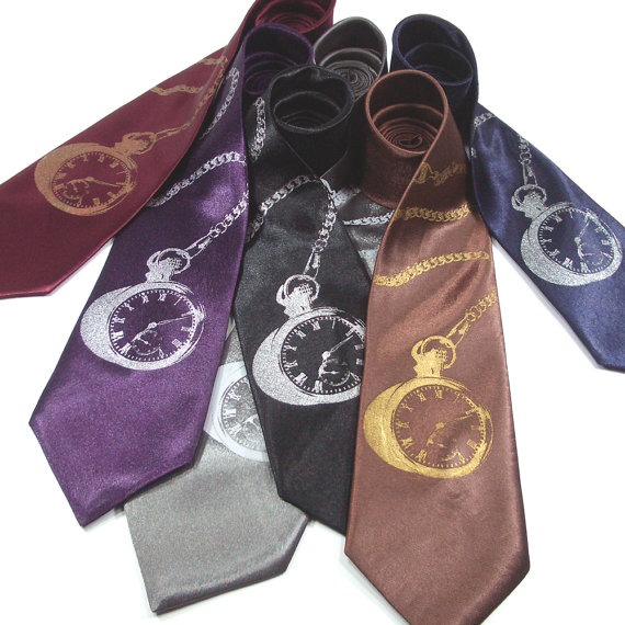 Mens Pocket Watch Necktie - Premium Quality - Choose your color steampunk buy now online