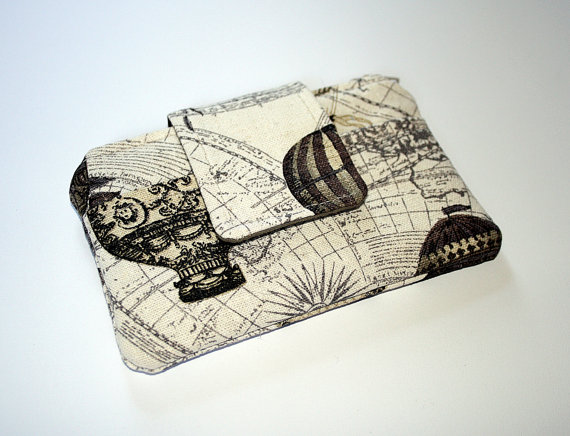 Vintage Hot Air Balloons - Zip up Coin Purse / Wallet / Phone Case steampunk buy now online