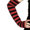 Long Length Fingerless Stretch Jersey Arm Warmers Sleeves - Black & Red Stripe Goth Gothic Lolita steampunk buy now online