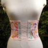 underbust corset mermaid waspie in pale pink.  Front lacing.  One of a kind steampunk buy now online