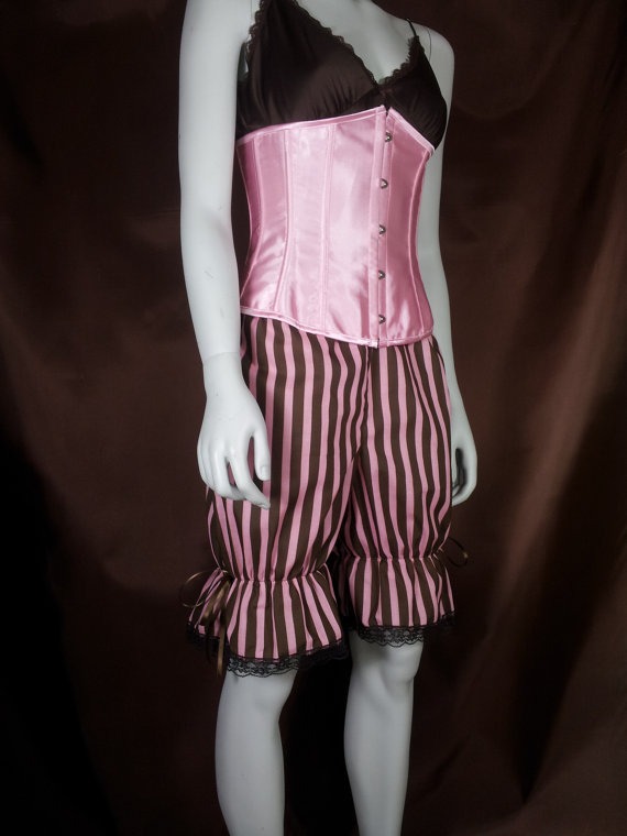 brown and pink stripe cotton bloomers (knee length) steampunk buy now online