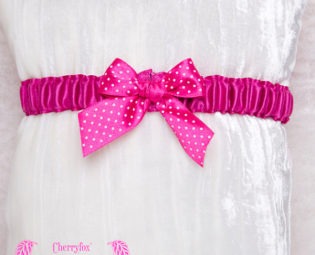 Pink Bridal Garter, hot pink polka-dot bow. Bride, Prom, Rockabilly, Burlesque, Goth, Lolita, Hen Night, Bachelorette, Couture steampunk buy now online