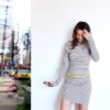 Striped Candy long sleeve mini dress in cotton knit steampunk buy now online